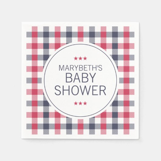 Preppy Red, White en Blue Plays Baby shower Servet (Voorkant)