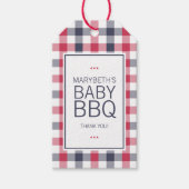 Preppy Red, White en Blue Plays BBQ-Baby shower Cadeaulabel (Voorkant)