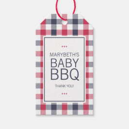 Preppy Red, White en Blue Plays BBQ-Baby shower Cadeaulabel