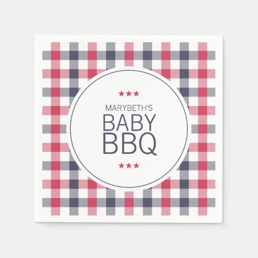 Preppy Red, White en Blue Plays BBQ-Baby shower Servet (Voorkant)