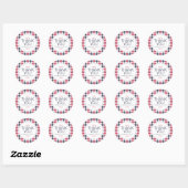 Preppy Red, White en Blue Pset Dank je Ronde Sticker (Vel)
