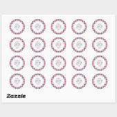 Preppy Red White en Blue Pset Dank je wel, verjaar Ronde Sticker (Vel)