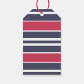 Preppy Red, White en Blue Stripe Dank je Label Cadeaulabel (Achterkant)