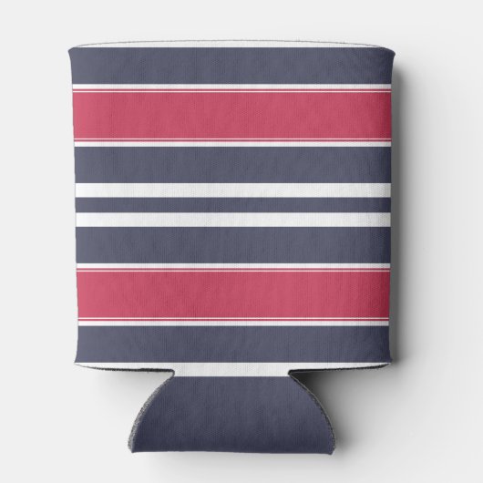 Preppy Red, White en Blue Stripe Koelbox Blikjeskoeler (Achterkant)
