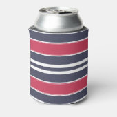 Preppy Red, White en Blue Stripe Koelbox Blikjeskoeler (Blikje Achterkant)