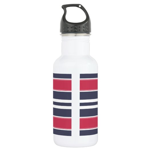 Preppy Red, White en Blue Stripe Water Flacon Waterfles (Achterkant)