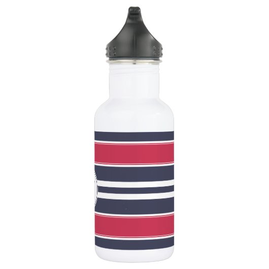 Preppy Red, White en Blue Stripe Water Flacon Waterfles (Rechts)