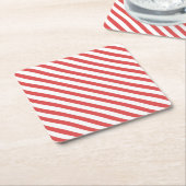 Preppy Red & White Stripes - Onderzetter (Schuin)
