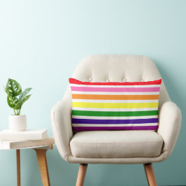 Preppy regenboog en wit streeppatroon kussen