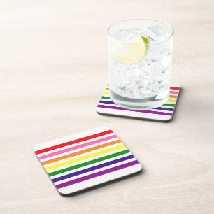 Preppy regenboogkleurige candy streep op wit bier onderzetter