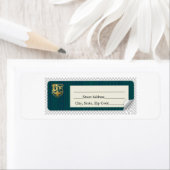 Preppy retouradreslabel - Navy & Smaragdgroen Etiket (Insitu)