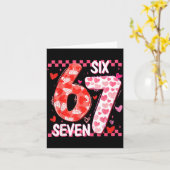 Preppy Retro Coquette Bow 6 7 Six Seven Love Valen Kaart (Gele Bloem)
