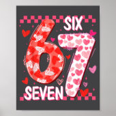 Preppy Retro Coquette Bow 6 7 Six Seven Love Valen Poster (Voorkant)