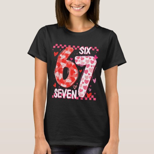 Preppy Retro Coquette Bow 6 7 Six Seven Love Valen T-shirt (Voorkant)