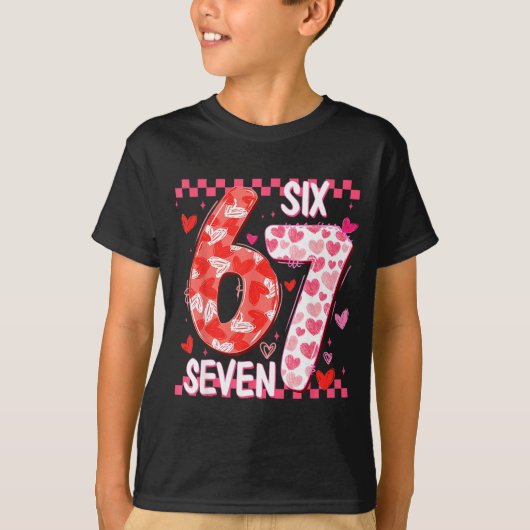 Preppy Retro Coquette Bow 6 7 Six Seven Love Valen T-shirt (Voorkant)
