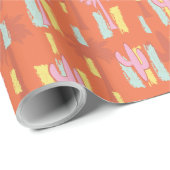 Preppy Retro Desert Road met palmbomen en cactus Cadeaupapier (Rol Hoek)