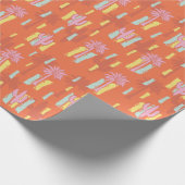 Preppy Retro Desert Road met palmbomen en cactus Cadeaupapier (Hoek)