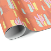 Preppy Retro Desert Road met palmbomen en cactus Cadeaupapier (Rol Hoek)