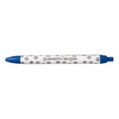 Preppy Retro Groovy Bloem Zwart Monogram Zwarte Inkt Pen (Voorkant)