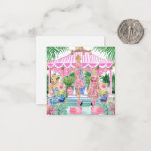 Preppy Retro Palm Beach Pool Party Gift Enclosure Notitiekaartje (Voorkant / Achterkant in situ)