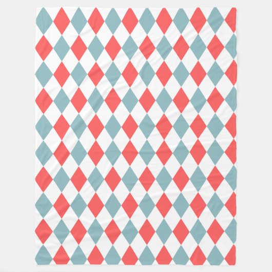 Preppy retro patroon Geometrisch blauw en rood wit Fleece Deken (Voorkant)