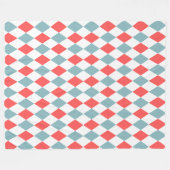 Preppy retro patroon Geometrisch blauw en rood wit Fleece Deken (Voorkant (Horizontaal))