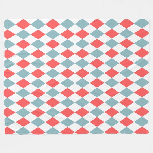 Preppy retro patroon Geometrisch blauw en rood wit Fleece Deken (Voorkant (Horizontaal))