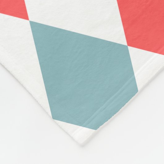 Preppy retro patroon Geometrisch blauw en rood wit Fleece Deken (Hoek)