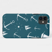 Preppy retro verankert nautisch anker Case-Mate iPhone case (Achterkant (horizontaal))
