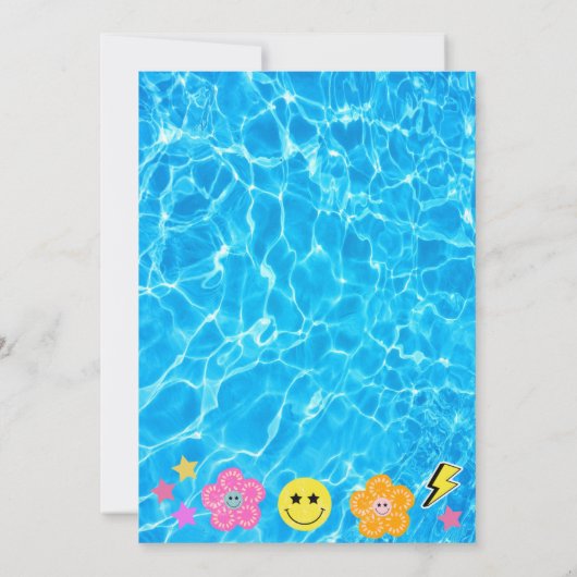 Preppy Retro Y2K Pool Party Gelukkig Gezicht Verja Kaart (Achterkant)