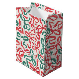 Preppy Ribbon Bows Kerst Rood Groen Medium Cadeauzakje