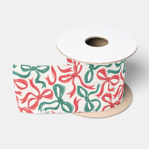 Preppy Ribbon Bows Kerst Rood Groen Satijnen Lint