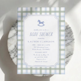 Preppy Rocking Horse Blauw en Salie Schotlandse Ru Kaart
