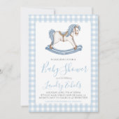 Preppy Rocking Horse Blue Boy Baby shower Kaart (Voorkant)