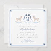 Preppy Rocking Horse Monogram Boy Baby shower Kaart (Voorkant)