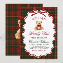 Preppy Rode Kerst Plaid Teddybeer Baby Shower