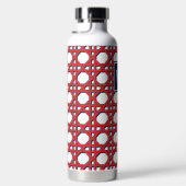 Preppy rode rieten lattice monogram waterfles (Rechts)