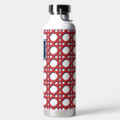 Preppy rode rieten lattice monogram waterfles (Links)