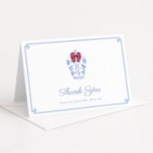 Preppy Rode Strik Monogram Kerst Bruidsfeest Bedankkaart