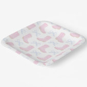 Preppy Rodeo Eerste Verjaardag Cowgirl Laarzen Papieren Bordje (Gebogen)