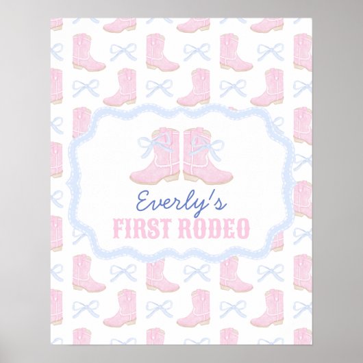 Preppy Rodeo Eerste Verjaardag Cowgirl Laarzen Poster (Voorkant)