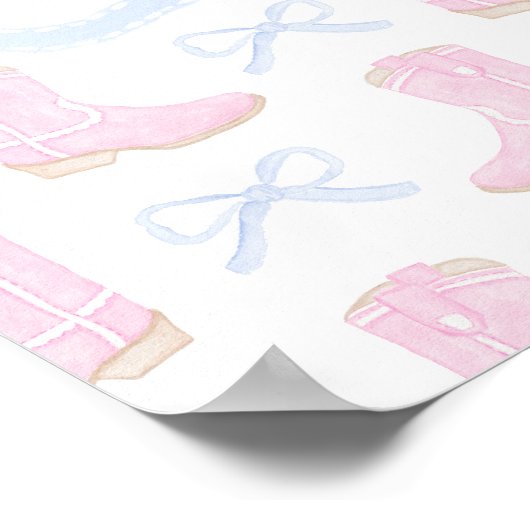 Preppy Rodeo Eerste Verjaardag Cowgirl Laarzen Poster (Hoek)