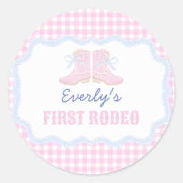 Preppy Rodeo Eerste Verjaardag Cowgirl Laarzen Ronde Sticker