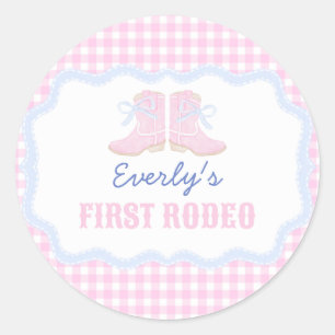 Preppy Rodeo Eerste Verjaardag Cowgirl Laarzen Ronde Sticker