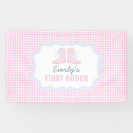 Preppy Rodeo Eerste Verjaardag Cowgirl Laarzen Spandoek