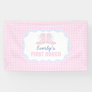 Preppy Rodeo Eerste Verjaardag Cowgirl Laarzen Spandoek