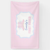 Preppy Rodeo Eerste Verjaardag Cowgirl Laarzen Spandoek (Verticaal)