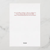 Preppy Rood en Wit Eenvoudige geschulpte Kerstmis Folie Uitnodiging (Achterkant)