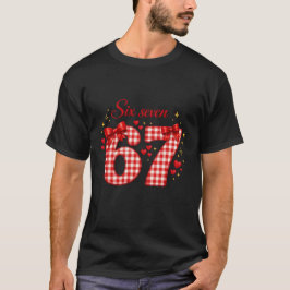 Preppy Rood Geruit 67 Nummers met Strikken en Hart T-shirt
