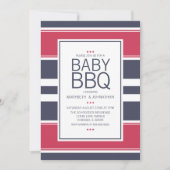 Preppy rood, wit en blauw BBQ baby shower uitnodig Kaart (Voorkant)